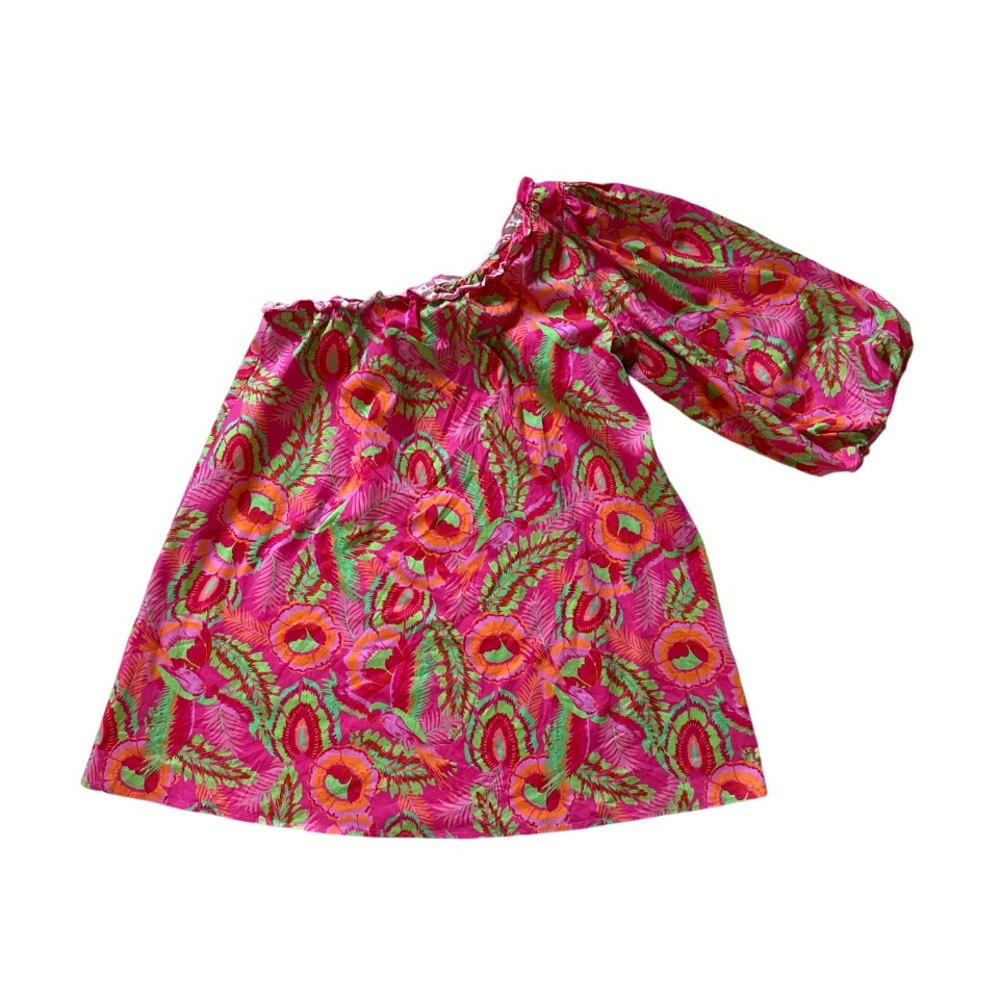 Show Me Your MuMu High Volume Floral Pink Mini Dress Sz S Ruffle Puff sleeve - Picture 6 of 10
